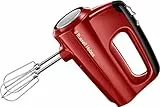 Russell Hobbs Sbattitore elettrico, gancio impastatrice incluso, 5 livelli di velocità + funzione Turbo, 2 frustre per montare + 2 ganci per impastrare, 350 W, Desire Rosso, 24670-56