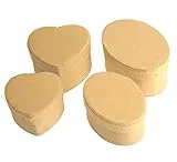 Pracht Creatives Hobby 7648-02541 Cartone Kraft in Un Set, 4 scatole Regalo, 2 a Cuore e 2 ovali, con Coperchio per Decorare, conservare e Regalare, Natural, one size