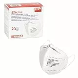 GIMA Mascherina Filtrante FFP2 Effective, 6 STRATI, Ergonomica, Comoda e Delicata, Pieghevole, Antipolvere, CONFORME REGOLAMENTO UE, 20 Unità in 4 Sacchetti da 5, Lingue GB/FR/ES/PT/DE
