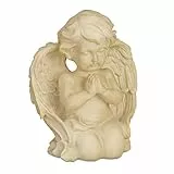 Relaxdays Statua Angelo Custode, Inginocchiato & in Preghiera, Resistente alle Intemperie & Gelo, Decorazione, Crema
