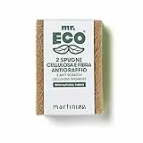 martini SPA - Mr Eco - Spugna doppia azione, cellulosa e fibra antigraffio, colore verde e marrone, 10x7x2 cm, 32g, 2 unità - Made in Italy -