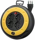 Vimar 0P32713 Avvolgicavo 4 metri, con 4 prese universali a standard italiano Sicury, spina 16A (grande) e disgiuntore termico di protezione in caso di sovraccarico