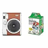 Fujifilm instax mini 90 Brown Fotocamera Istantanea per Stampe Formato 62 x 46 mm, Marrone/Argento & instax mini Film, Pellicola istantanea per fotocamere instax mini, Confezione da 20 foto