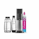 sodastream Pack Macchina Acqua Frizzante e Soda 2 in 1 Duo Nero, 2 caraffe in Vetro Duo 1L, 1 bottiglia Fuse 1L Lavastoviglie e 1 Cilindro CO2 60L Quick Connect da Clipser [Amazon Exclusive]