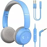 New bee Cuffie per Bambini, Cuffie Bambini Sopra l'orecchio con Microfono, cuffie con cavo con Limitatore volume 85dB/94dB per Ragazzi Ragazze Phone IPad PC Laptop Tablet (Blu)