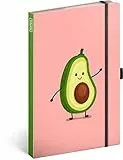 Taccuino con elastico e pagine a righe, da donna e ragazza, agenda, diario, per la scuola e il lavoro, avocado