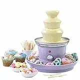Petra PT3428PPVDEEU7 Fontana di cioccolato elettrica a 3 livelli con vassoio, cascata, facile da lavare e condividere, con 2 vassoi per frutta/dolcetti e 100 spiedini di bambù, 70-90 W, viola pastello