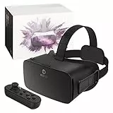 DESTEK VR Cuffia per telefono, Occhiali VR 110 ° FOV HD Anti-Blue Lenti Realtà Virtuale Cuffia con Controller per iPhone 11/12/13/14/15, Samsung Android (schermo 4.7-6.8 pollici) - Nero