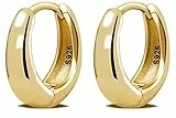LIHELEI Orecchino a Cerchio Placcato oro 14k per Donna, Orecchini Huggies in Argento Sterling per Matrimonio, Compleanno/regali di Natale-Oro
