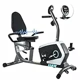 ISE Cyclette Orizzontale Magnetico con Sella Regolabile,Recumbent Ergometro Ideale per Allenamento di Recupero,Sensori di Pulsazione Integrati, Resistenza, Cyclette da Casa Supersilenzioso, SY-6801