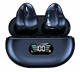 Panlouting Bluetooth 5.3 Cuffie Orecchio Aperto Clip-On Impermeabile IPX5 HD Stereo Cancellazione del Rumore Tocca il Controllo Microfono LED Visualizzazione della Potenza con Custodia di Ricarica
