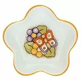 THUN, Poggia Bustina a Forma di Fiore con Farfalla in Porcellana, Linea Country, 9x9x2 cm h