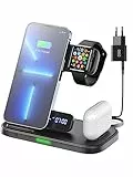 INIU 3 in 1 Caricatore Wireless Stazione, 15W Ricarica Wireless Charger Stand Indicatore Adattivo Supporto Telefono per iPhone 15 14 12 13 11 Pro Max XS XR X AirPods 3 2 1 iWatch 8 7 6 5 4 3 2 1 Pro