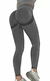 UMIPUBO Leggins Sportivi Donna Fitness Leggings Push up Vita Alta Anticellulite Pantaloni Elastici Collant Yoga Pants Controllo Pancia per Palestra, Allenamento, Corsa, Pilates (Grigio, S)
