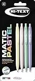 Penna a scatto 906 MATIC PASTEL Hi-Text, punta media 1 mm - Blister 4 pezzi colori assortiti, inchiostro scrivente blu