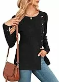 NARRAME Maglioni da Donna Inverno Nero a Maniche Lunghe Top da Donna Bottoni Spacco Laterale Camicetta Felpa Tunica Aderente X-Large