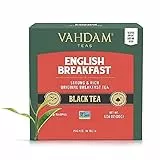 VAHDAM, Tè nero in foglie English Breakfast, 15 bustine di tè -Forte, Bustine di tè piramide a foglia lunga, e aromatico - ENGLISH BREAKFAST ORIGINALE e spedite direttamente dall'India