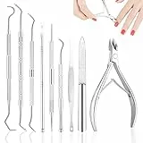 SDwfxd - Set per manicure e pedicure da 9 pezzi in acciaio inox, per unghie incarnite, ispessite e incarnite, per la pulizia delle unghie dei piedi dure, color argento