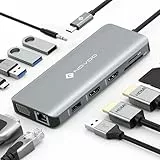 NOVOO Doc USB C 12 in 1 Multiporta Hub con Dual HDMI 4K, VGA, USB, PD 100W, RJ45 LAN, lettore di schede SD/Micro SD docking station per Macbook Pro Air