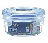 ZIVAAN - Contenitore per cibo rotondo, impilabile, sottovuoto e a tenuta stagna, in polipropilene e silicone, 240 ml, trasparente e blu navy, C1