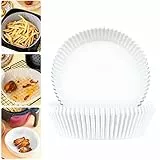 Bianco Fodera in Carta Usa e Getta Per Friggitrice ad Aria, Impermeabile Carta da Forno Naturale Cesto di Carta Tonda Non Perforata Per Arrostire La Cottura in Forno (100)