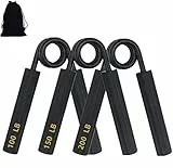 KLLsmDesign - Set di 3 impugnature in metallo, 45,4 kg - 90,7 kg, antiscivolo e resistente, con borsa portatile, ideale per esercizi di polso e avambraccio, palestra in casa, presa per mano