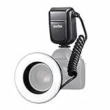 Godox MF-R76 Universal Macro Ring Flash Light GN14 10 livelli di luminosità regolabile con 8 pezzi di Anello Adattatore per Canon Nikon Sony Fuji Olympus Panasonic Pentax DSLR Camera