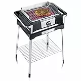 SEVERIN SENOA DigitalBOOST S - Barbecue elettrico con supporto, con avvio rapido fino a 500 °C, per balcone con superficie SafeTouch, in acciaio inox/nero, PG 8118