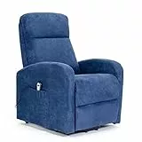 POLTRONE ITALIA Chanel1 Poltrona elettrica Alzapersona Detraibile 19% 2 ruote seduta micromolle schienale fiocco poltrone per anziani poltrona relax Blu