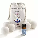 Dariexdo Palline di Lana per Asciugatrice con Essenza Italiana Profumata al Talco, Ammorbidente e Profumatore Bucato Naturale, Palle Antipiega con Oli Essenziali.