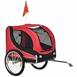 PawHut Carrellino Rimorchio per Cani Animali Domestici da Bicicletta 130 x 73 x 90cm Rosso e nero