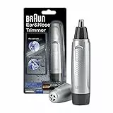 Braun Rasoio Peli Naso e Orecchie, Rifinitore Barba, con Lama Circolare ad Alte Prestazioni, Rimozione Efficace e Sicura, Senza Fili, Idea Regalo, EN10 Nero e Argento
