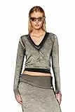Diesel M-Kos Maglia Camicia, Grigio (Frost Gray), S Donna