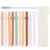 10pz Cannucce Riutilizzabili in Silicone: HOMURY Colorate Silicone Straw Ecologico Senza BPA, Cannucce Plastica con 1 Spazzola, Universale Cannucce per Bambini e Adulti (Multicolore, 140 * 10MM)