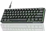 Dierya Tastiera da Gaming Meccanica al 60% con Interruttori Meccanici Lineari,DK61se Keyboard Gioco Retroilluminazione Luce verde,Type-C Mini Compact 61 Tasti Anti-Ghosting（Layout US,QWERTY） Nero