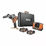 AEG BSB18C2BL-202C Trapano Avvitatore a Percussione Compatto Brushless a Batteria 18V, Include Due Batterie 2.0Ah, per Avvitatura e Foratura, con 2 Velocità di Rotazione