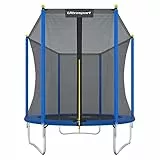 Ultrasport Trampolino elastico giardino Uni-Jump, per bambini, Ø 183 cm, set completo comprendente tappetino salto, rete sicurezza, palo rete imbottito e copertura bordi, Blu