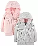 Simple Joys by Carter's Felpe con Cappuccio in Pile con Zip a Tutta Lunghezza Bimba, Pacco da 2, Grigio Chiaro/Rosa, 24 Mesi