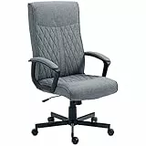 Vinsetto Sedia da Ufficio Girevole con Funzione Dondolo, Sedia da Scrivania con Altezza Regolabile e Schienale Alto, 65x72x102-112.5cm, Grigio