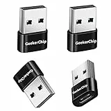 GeekerChip Adattatore USB C Femmina a USB Maschio[4 Pezzi],Adattatore USB Type C,Connettore USB Type C,per 11 12 13 Pro Max,SE,Mate10/20/30/40,Xiaomi 6/7/8/9/10 y Otro Dispositivo USB C(Nero)