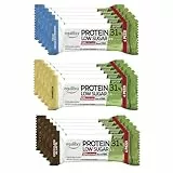 Equilibra Integratori Alimentari, Barrette Protein 31% Low Sugar, Barrette Proteiche Cocco Cioccolato Fondente, Cioccolato al Latte e Vaniglia, High Protein, Low Sugar, 12 Barrette da 35 g