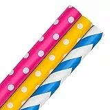 Hallmark Confezione di carta da regalo multi occasione – 3 rotoli in 3 colori e 2 motivi motivi