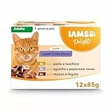 IAMS Delights Land Collection Alimento umido in salsa, per gatti adulti con una varietà di gusti di carne - 12 x 85g