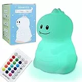 BONNYCO Luce Notturna Bambini con Telecomando e Sensore Tattile 16 Colori Lampada Notturna per Bambini con Timer | Lucina Notturna Bambini Silicone BPA Free | Dinosauro Lampada Bambini Notturna