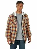 Wrangler Authentics Giacca Camicia in Flanella a Manica Lunga con Cappuccio, Rosso/Giallo, M Uomo