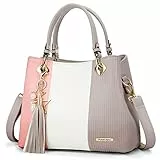 Pomelo Best Borsa a mano Donne Pelle Spalla Tracolla Tote Frangia in PU con Decorazione oro (Rosa)