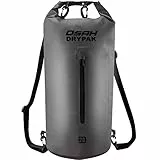 OSAH DRYPAK Borse Impermeabile Sacca Dry Bag 5L 10L 15L 20L 30L con Tracolla Regolabile per Spiaggia Sport d'Acqua Trekking Kayak Canoa Pesca Rafting Nuoto Campeggio (Grigio, 5L)