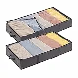 Lifewit 2 pezzi Contenitori Sottoletto, Contenitore Sottoletto per Coperte Grande Capacità con Maniglia Rinforzata, Scatole per Vestiti, Piumoni, Lenzuola per Camera da Letto, Armadio, 65L, Grigio