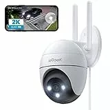 ieGeek 2K Telecamera Wi-Fi Esterno 360° PTZ Videocamera Sorveglianza WiFi con 3MP Visione Notturna a Colori 15m,Rilevamento Umano PIR e Allarme Sonoro e Luminoso