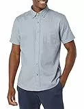 Goodthreads Camicia con Taschino in Tessuto Oxford Elasticizzato a Maniche Corte vestibilità Standard Uomo, Grigio, M